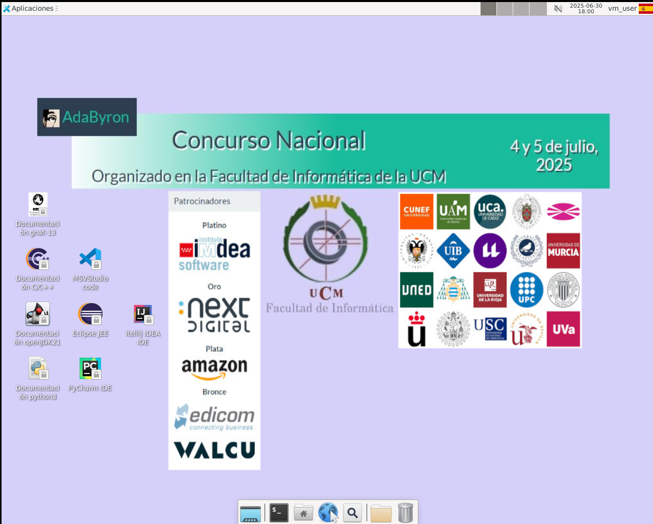 Escritorio de los ordenadores del concurso
