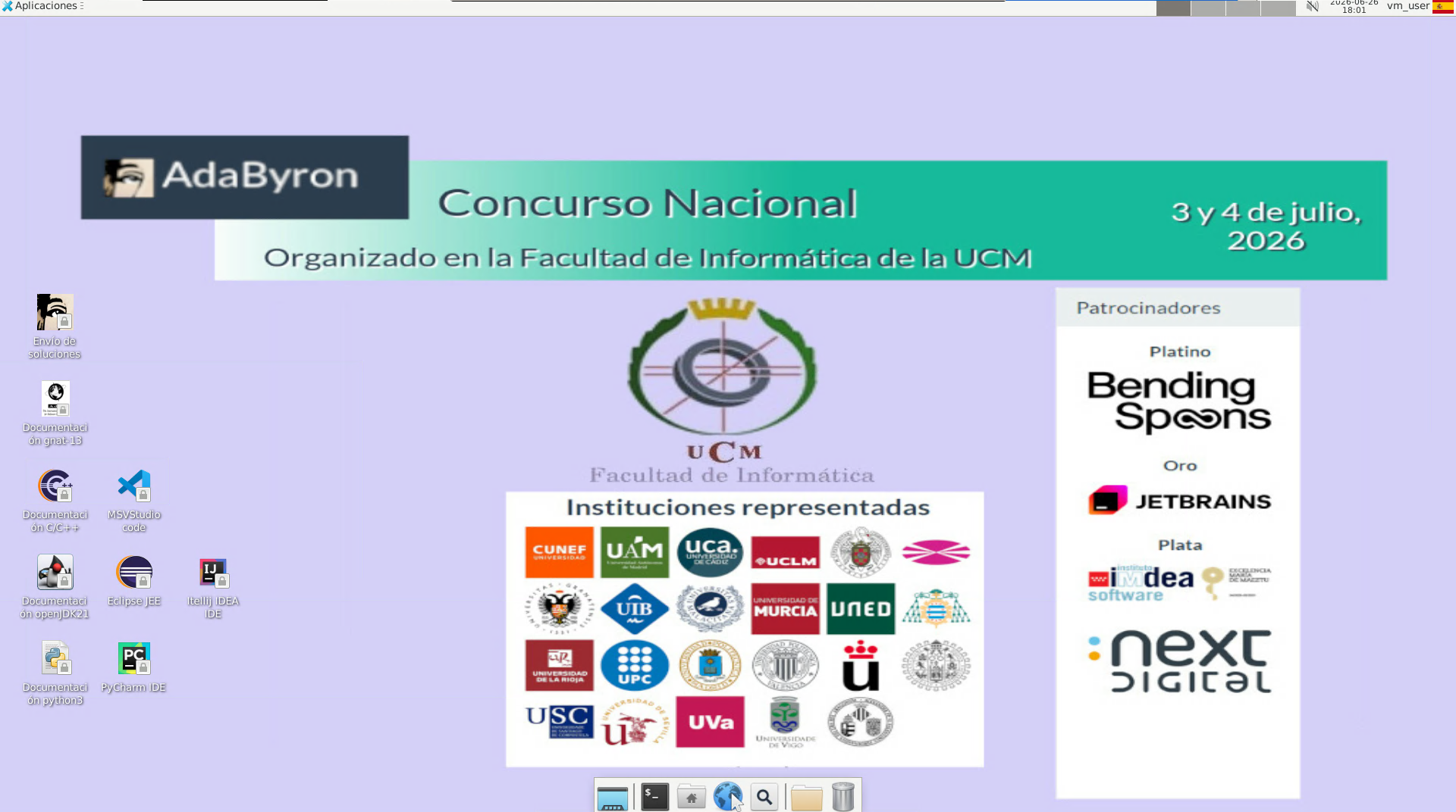 Escritorio de los ordenadores del concurso
